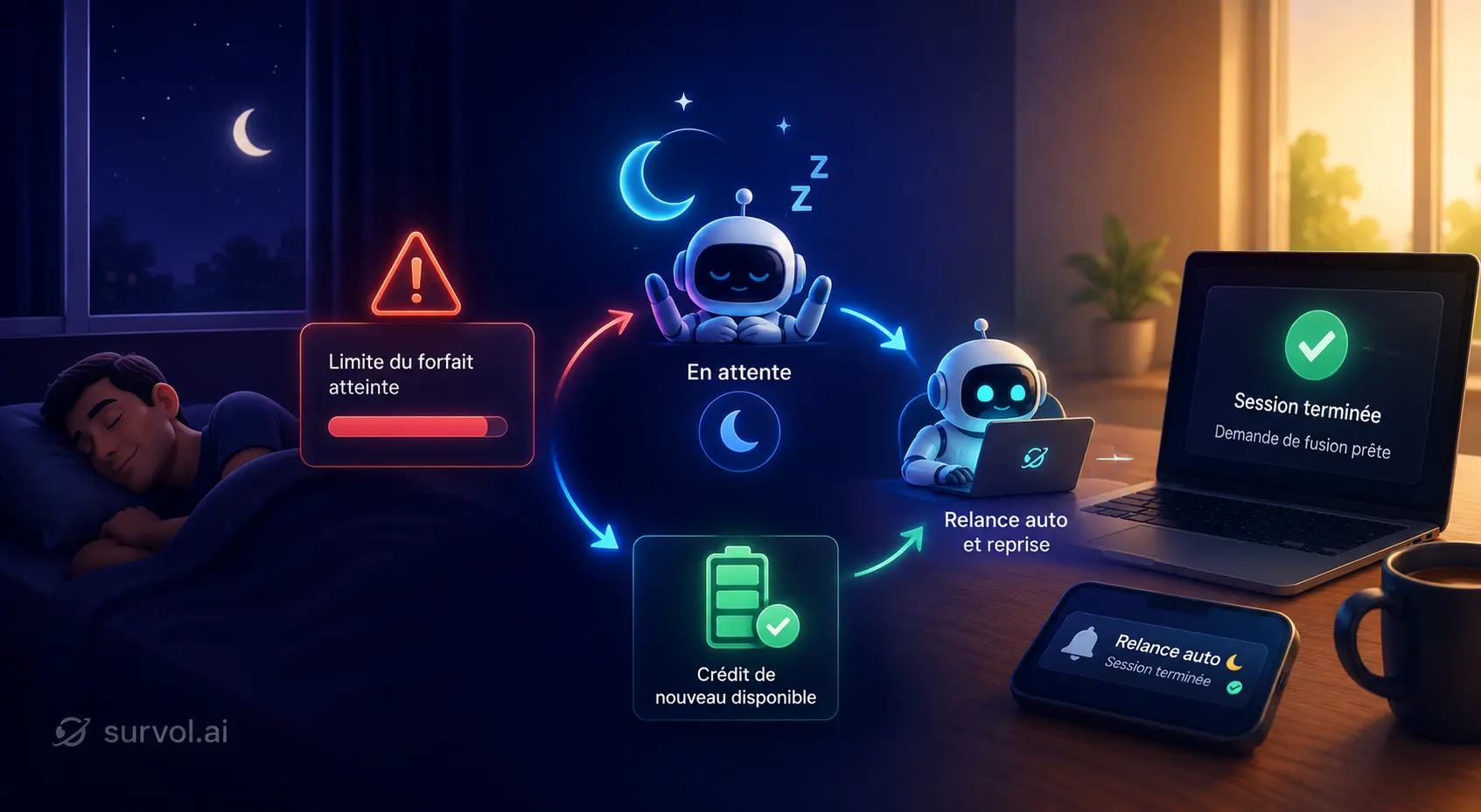 Automatic resume of AI sessions with Survol